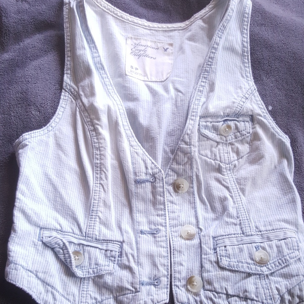 Striped Denim Vest